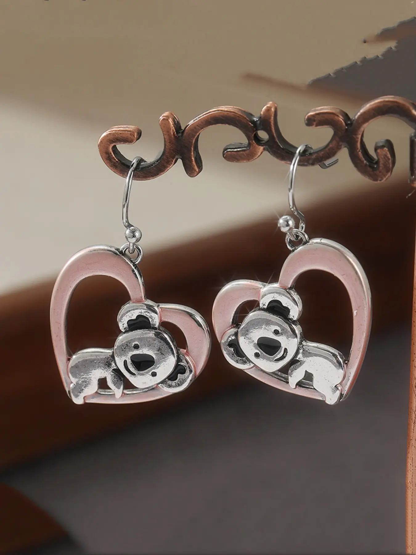 Adorable Sloth Heart Drop Hook Earrings, Cute Koala Animal Danger Earrings, Wedding Anniversary Gift, Elegant Design, All Seasons, High Quality Earrings