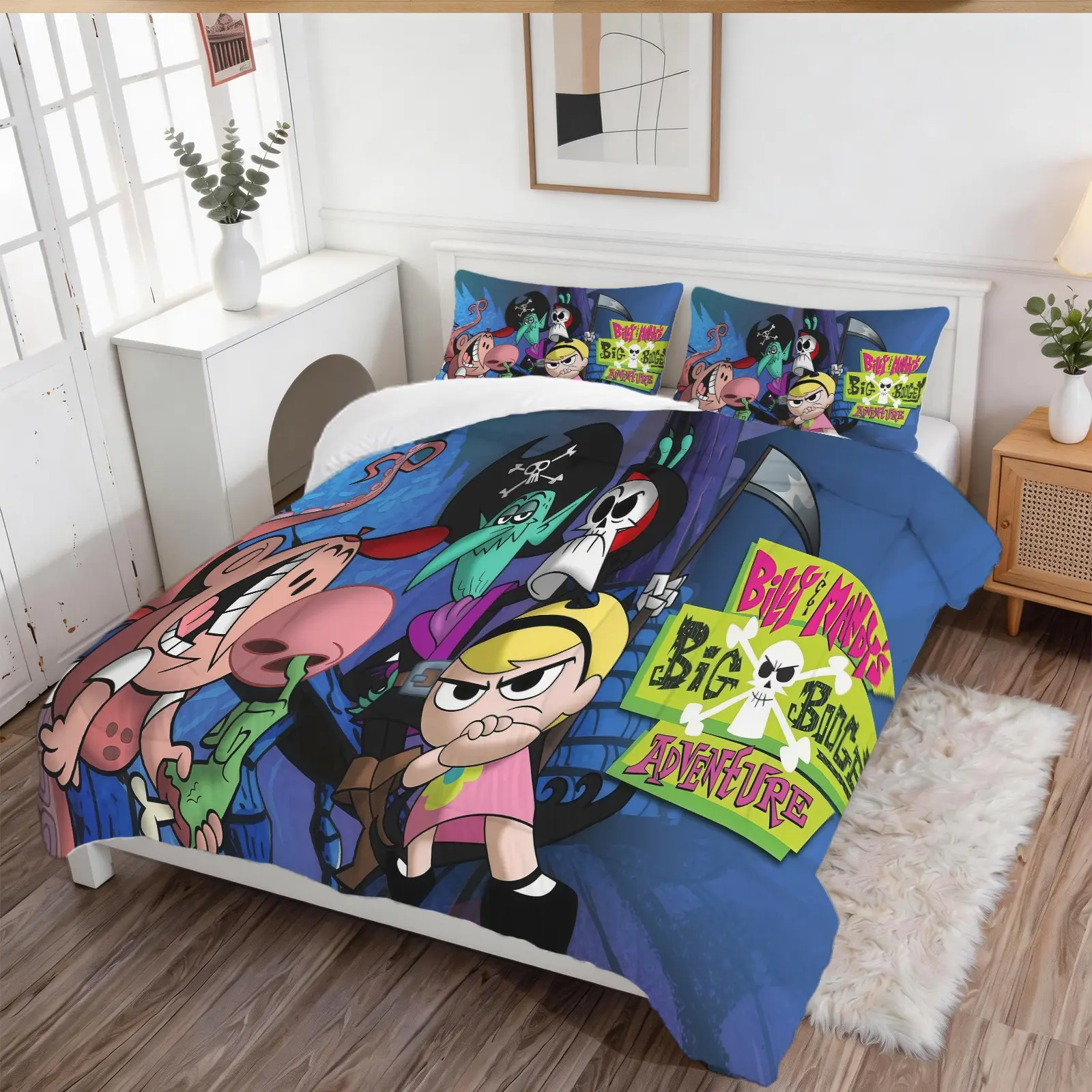 Classic Anime Pattern Bedding Set, Includes 1 Quilt and 1 or 2 Pillowcases Without Pillows, Soft Bedroom Decor for Kids and Adults
