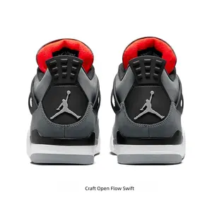Grey Retro Basketball Shoes with Infrared Accents