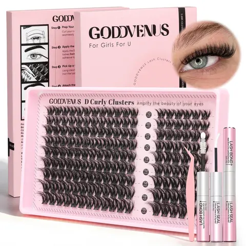 Goddvenus Filterlash Clusters Russian Volume D Curl Wispy Eyelash Clusters for Big-Eye Filter Effect, Rich & Glamorous Individual Lashes 10-16mm, Full-volume DIY Cluster Eyelash Extensions That Still Feel Lightweigh