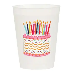 Birthday Cake Watercolor  Frosted Stadium Cups