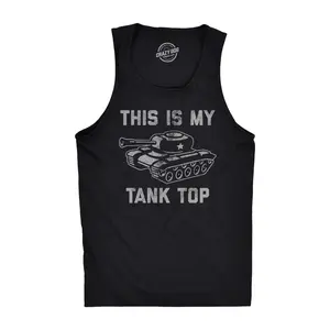 Mens This Is My Tank Top Fitness Tank Funny Army Military Tank Joke Sleeveless Tee for Guys Funny Workout Shirt for Men with Plus Sizes Funny Sarcastic Sleeveless Tee Novelty Tank Tops for Guys Black -