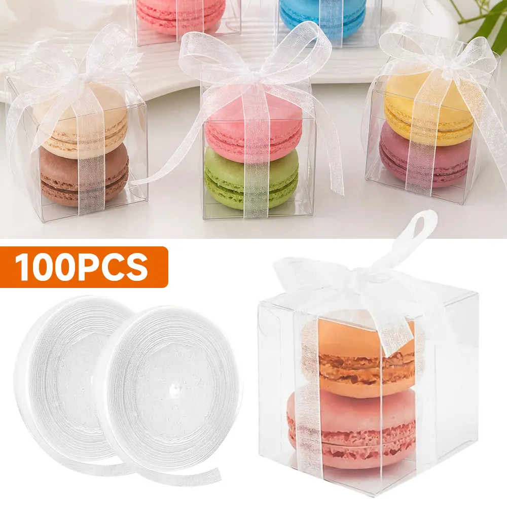 100 Pack Clear Favor Boxes, 1.96 x 1.96 x 1.96 Inch Small Transparent Cube Gift Boxes for Candy, Macarons, Jewelry, Wedding, Birthday, Party Favors