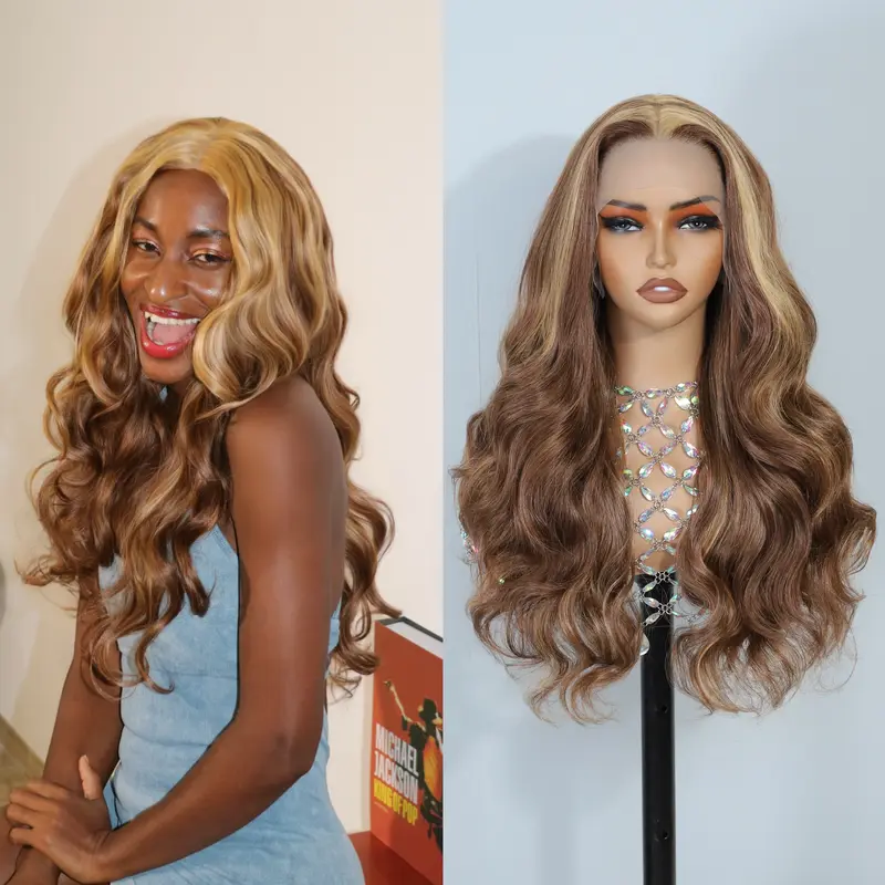 22in Body Wave Lace Front Wig, Heat Resistant Synthetic HD Lace, Glueless 22 Inch Body Wave Wig Length main image 4