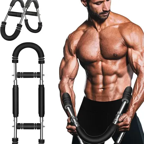 Adjustable Twist Arm Exerciser Bar - 60-120 lbs Spring Resistance Trainer, Versatile Arm Workout Equipment for Men's Home Gym, Chest, Triceps & Forearm Grip Strength Accessory