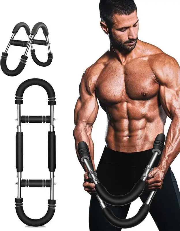60-120 lbs Twist Arm Exerciser Adjustable Spring FitnessBar for Forearm Triceps Chest Strengthening Portable Home Equipment with Strong Grip