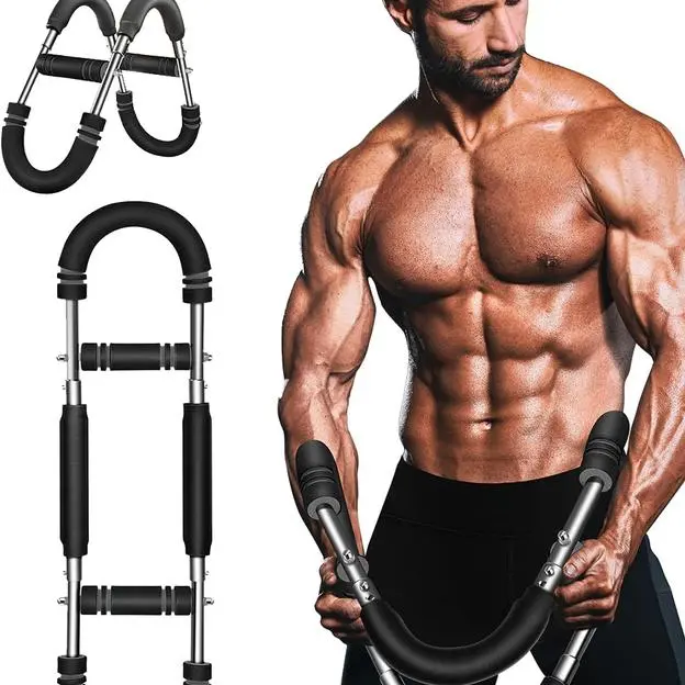 Adjustable Twist Arm Exerciser Bar - 60-120 lbs Spring Resistance Trainer, Versatile Arm Workout Equipment for Men's Home Gym, Chest, Triceps & Forearm Grip Strength Accessory