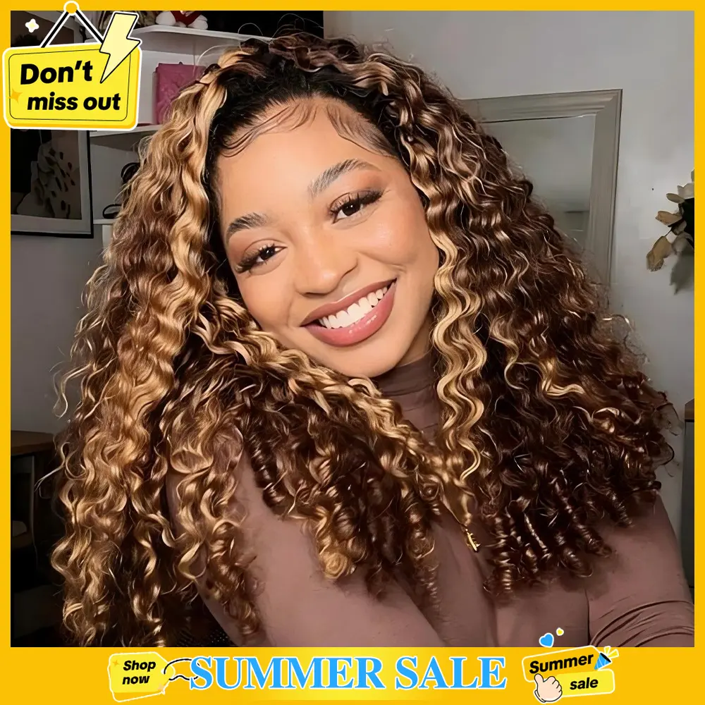 [Highlight Half Wig] STERLY 4/27 Highlight Half Wig Human Hair Burmese Curly Wig for Women 180% Density 3 In 1 Seamless Flip Over Half Wigs Beginner Friendly Glueless Wigs Human Hair with Spiral End FB30 Curly Half Wig Drawstring #tiktokshopsummersale
