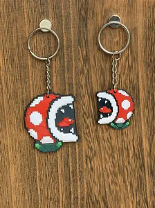 LyghtForge Creations Piranha Plant Pixel Keychain Super Mario World 2 Inspired Design Handmade 3D Printed PLA+ Retro Gaming Sprite Keychain for Gamers Collectors