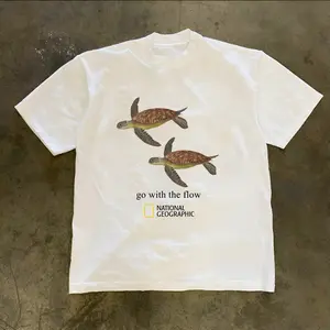 National Geographic "Go With the Flow" Turtle T-Shirt, Turtle Shirt, Animal Tee, Gifts Shirt, Unisex Vintage Graphic Tees Gothic Grunge Y2k Emo Scene Amity Affliction Style Clothes Men Women Streetwear joke 67 shirt book merch