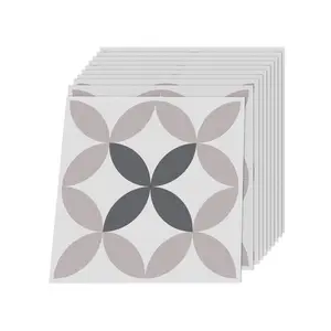 12pcs Light Blue & White Geometric Moroccan Floor Tile Stickers, Peel and Stick Waterproof Removable Vinyl Floor Decals, Self-Adhesive Floor Tiles for Kitchen, Bathroom, Living Room & Rental Home Decor