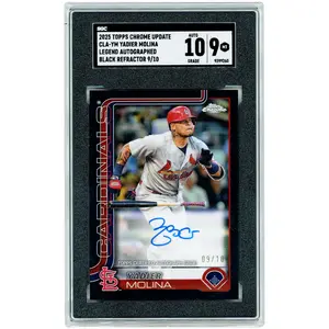 Yadier Molina St. Louis Cardinals Autographed 2025 Topps Chrome Update Legends Black Refractor #CLA-YM #9/10 SGC Authenticated 9/10 Card - Fanatics Authentic Certified