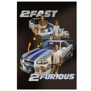 1 piece, Frameless Paul Walker <Fast &amp; Furious> Silver Car Poster Canvas Art Wall Suitable for Bedroom, Living Room, Hallway, 30.48X 45.72cm