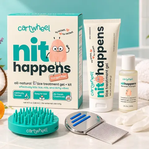 Nit Happens Complete Lice Treatment Kit, All-Natural Lice & Nit Removal for Kids, Kills Super Lice, Pesticide-Free, Clinically Tested, Comb Included, HSA/FSA Eligible
