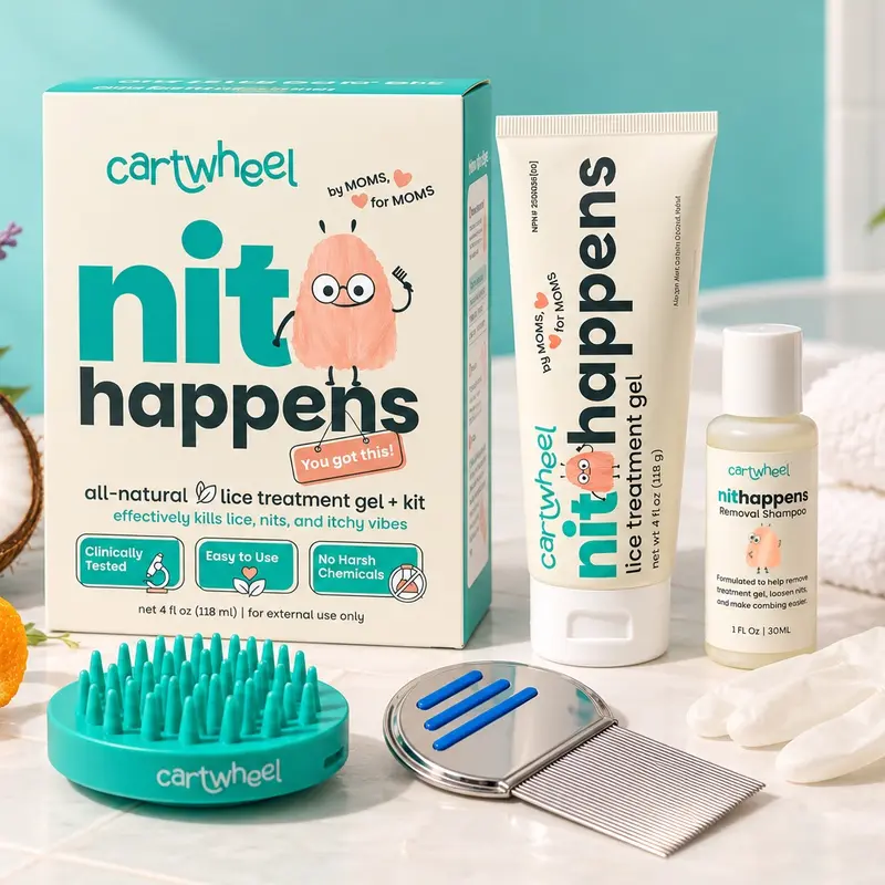 Nit Happens Complete Lice Treatment Kit, All-Natural Lice & Nit Removal for Kids, Kills Super Lice, Pesticide-Free, Clinically Tested, Comb Included, HSA/FSA Eligible