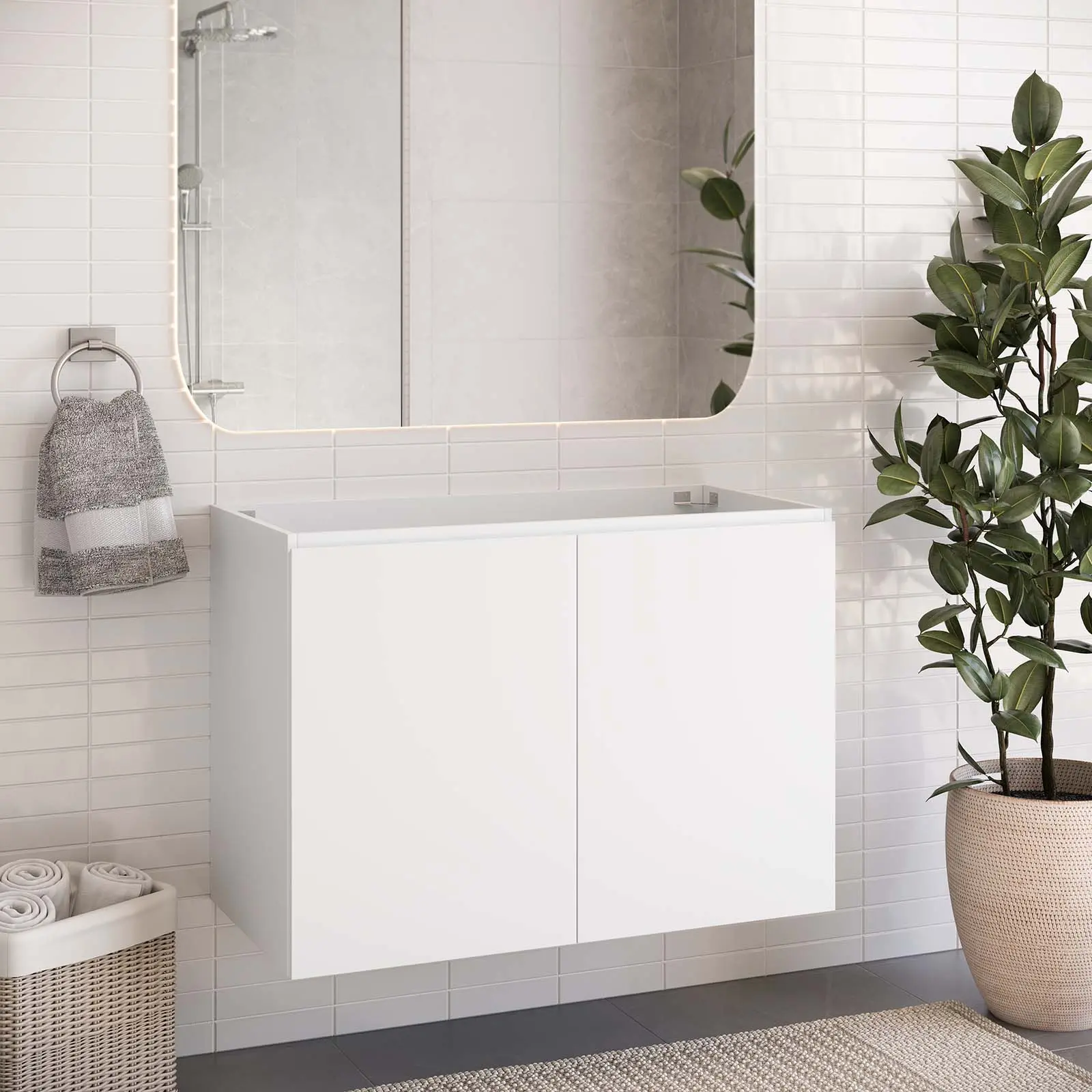 Modway Bryn 36" Wall-Mount Bathroom Vanity (Sink Basin Not Included) in White