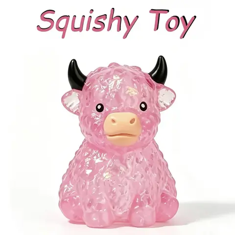 Mini Highland Cow Shaped Squishies, Slow-Rising Fidget Toy, Sensory Stress-Relief Squeeze Toy, Unique Gift for Cow Lovers, Halloween Goodie Bag Supply