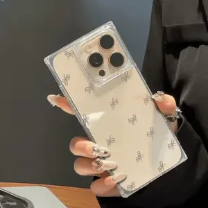 bow Phone square Case for use with iphone 17 air 16 pro max 15 plus 14 pro breezy Satisfying phone cases for iphone 13PRO/12PRO for girlies aesthetic simple hard shell design