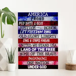 [Sale Up To 50%] 4th Of July Wall Art  Red White Blue America Sign  Living Room Wall Decor  Gift For Veterans  Independence Day Decor Poster Print