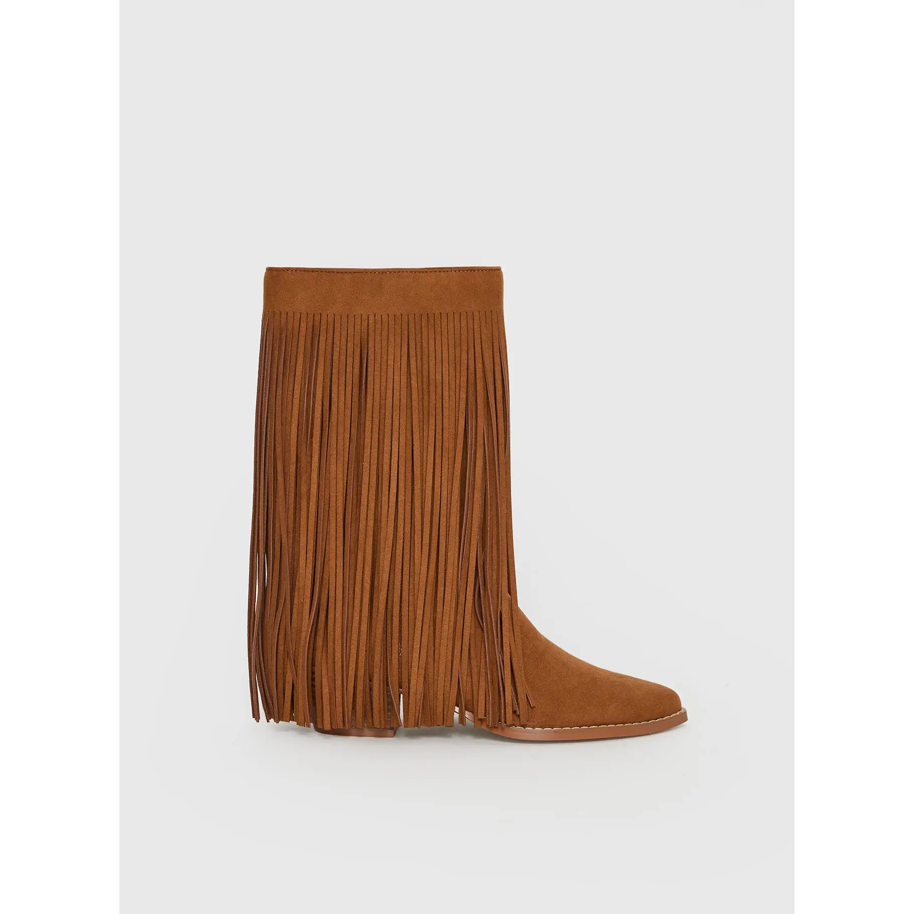 Wild Card Tassel Faux Suede Boots Brown