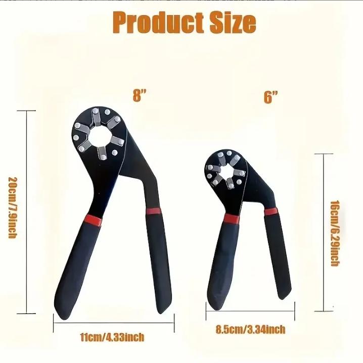 One 6-inch and one 8-inch Bionic Wrench | 14 Wrenches in 1 | Grips Bolts on All Six Sides | Patented Design Multiplies Gripping Force | Great Gifts for Men, Dad, and Gadgets for Men