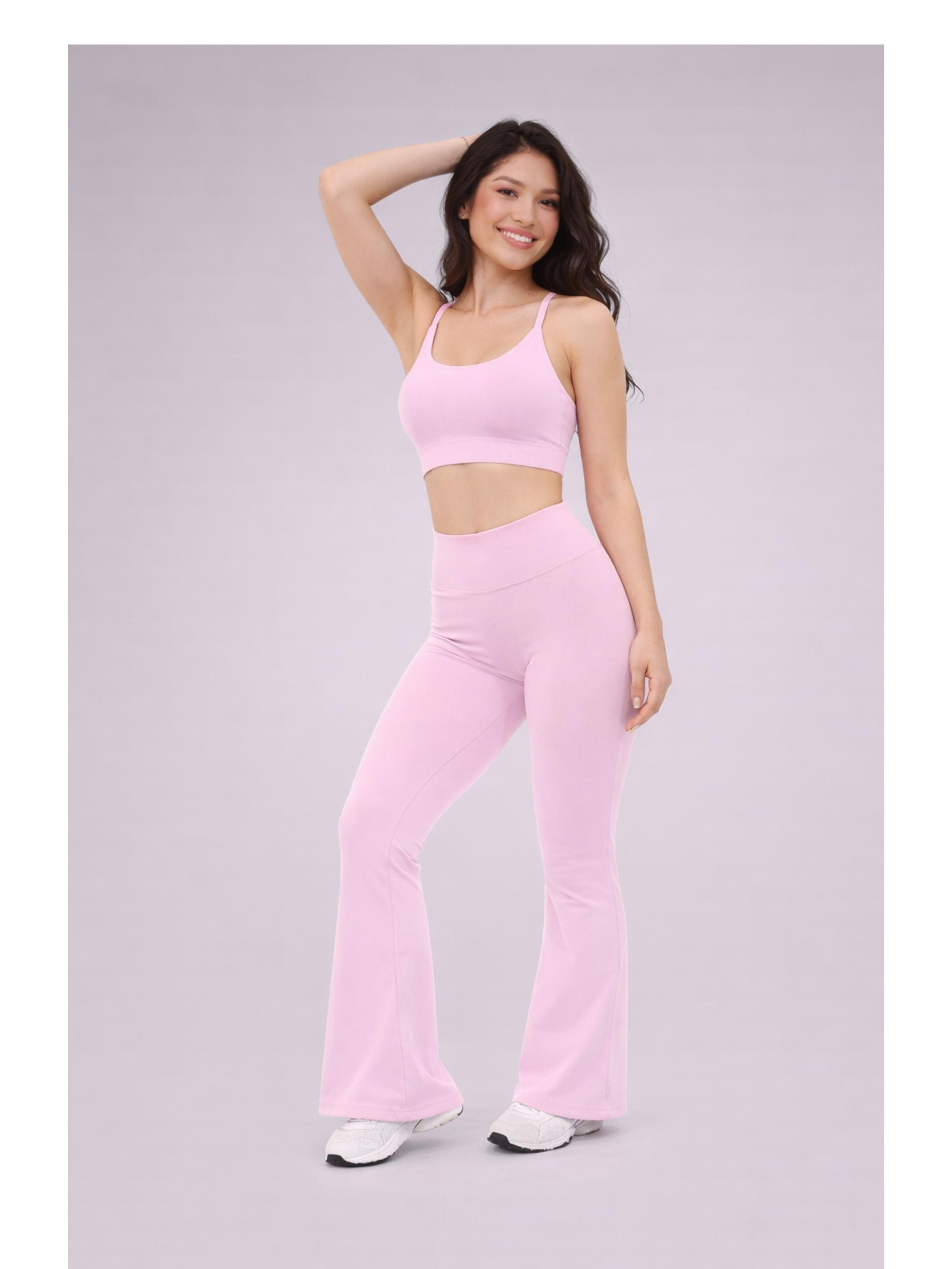 Coral Canton High Waistband Stretch Flared Pants
