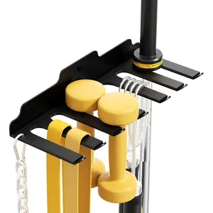 Olympic Barbell Hanger,Garage Gym Bar Wall Rack,Vertical Barbell Mount Rack,Black Powder Coated,Space Saving Commercial or Home Gym Accessory,Holds Under 33mm Bar Size