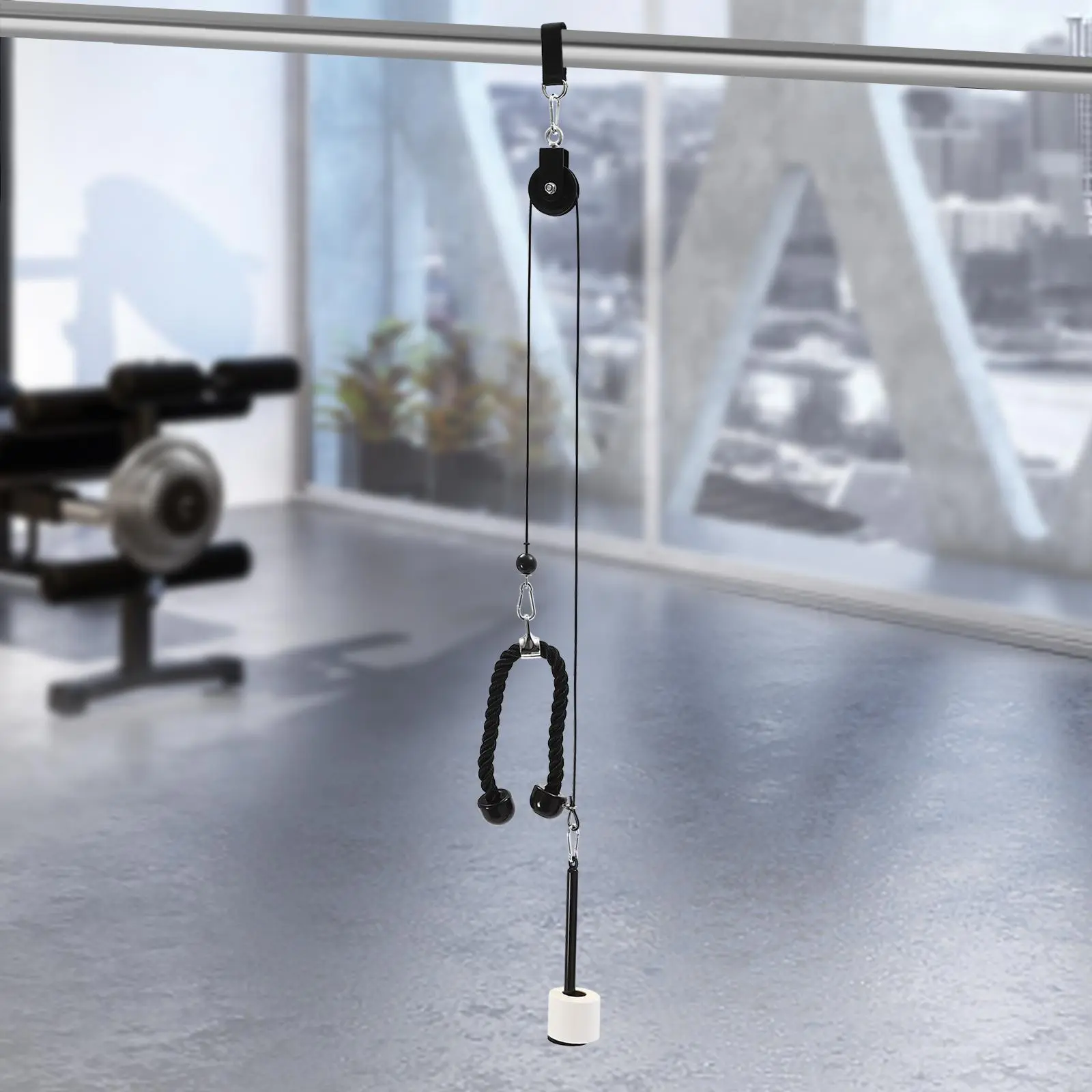 Pull down and Lift Cable Weight Pulley System Home Gym Weight Fitness Pulley Tricep Rope Training Equipment