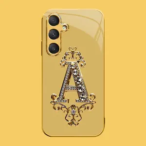 Suitable for [Galaxy S24] high-end phone case🥰，Features a premium-look printed design—not actual 3D diamond studs—with all 26 letters available for you to choose from，drop-resistant and fingerprint-resistant YM99