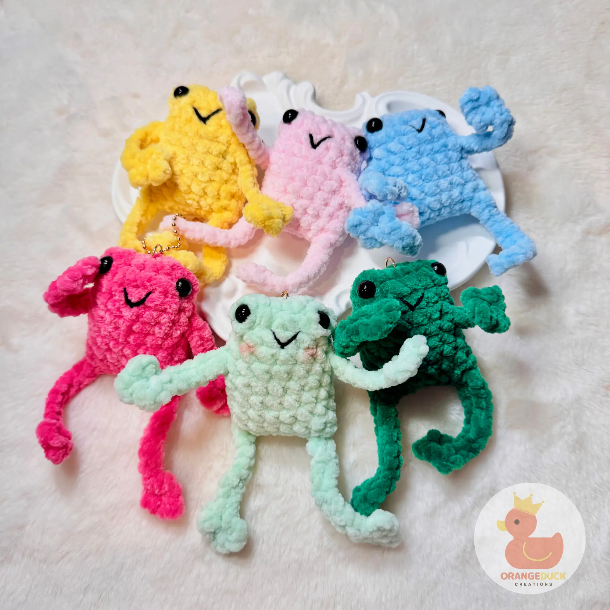 Handmade Crochet Frog Keychain: Leggy crochet Bag Charm keychain