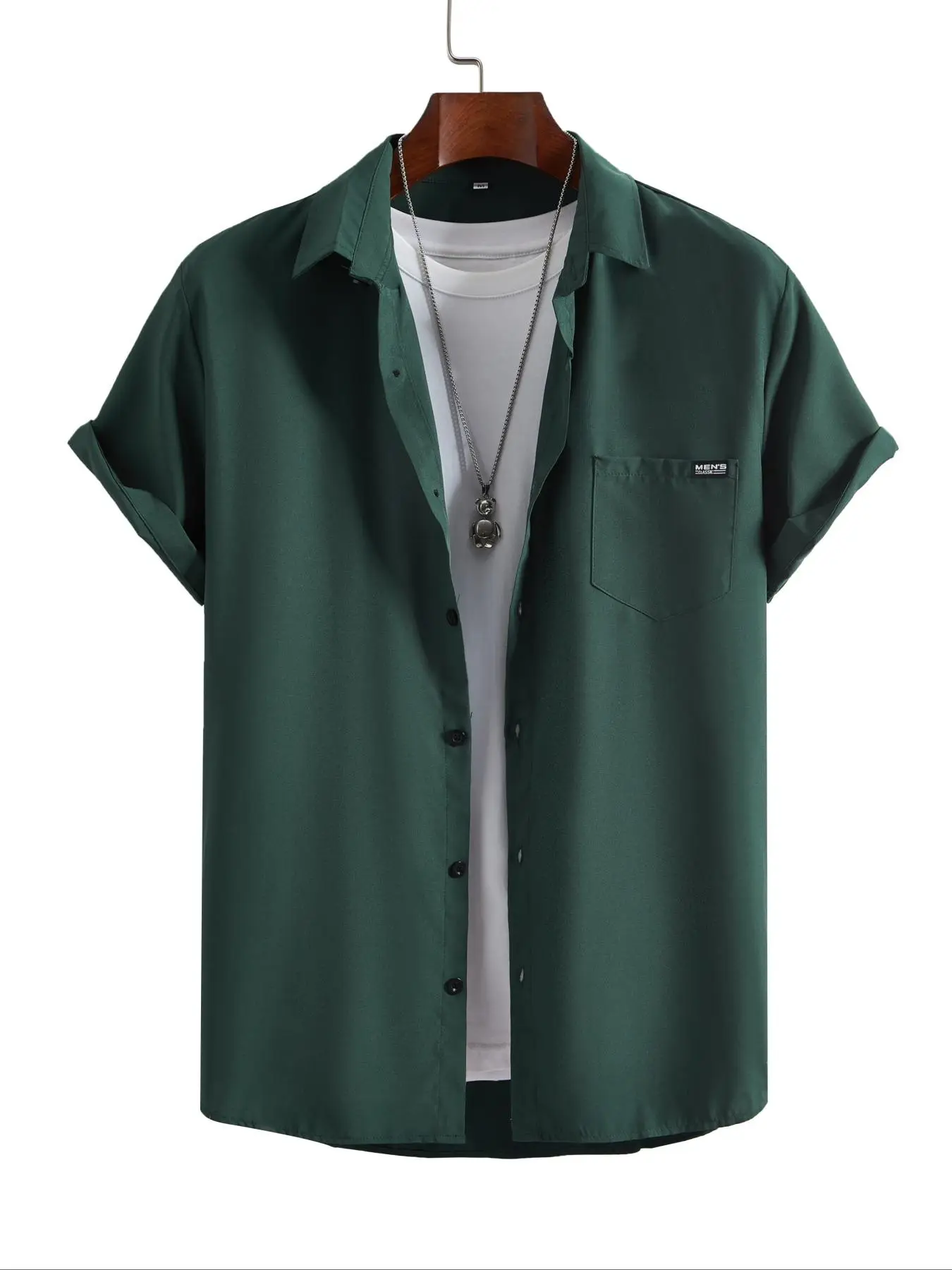 Men's Loose Button Front Patched Pocket Shirt, Trendy Casual Short Sleeve Collared Top, 2024 New Trendy Men's Summer Clothes Streetwear for Daily Stre