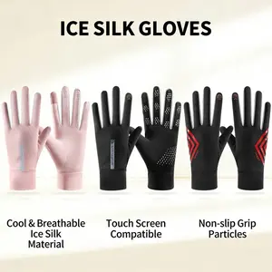 Lightweight Running Gloves, Breathable Antiskid Gloves, Summer UV Sun Protection, Non-Slip Touchscreen, Ice-Silk Sunblock Gloves