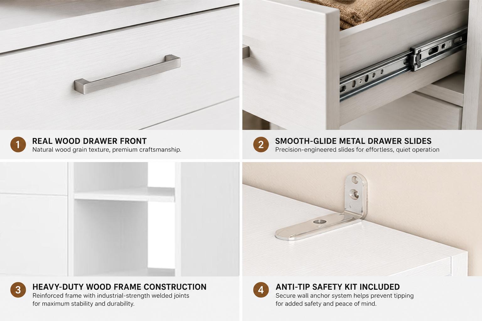 Wood Closet Organization Wardrobe with 3 Drawers - Heavy Duty Dresser Alternative, Aesthetic Renter Friendly Closet System Freestanding Closet Organizer