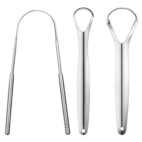 Stainless Steel Tongue Scraper Set, 3 Counts/set Portable Tongue Cleaner for Travel, Tongue Cleaner Kit, Oral Care Tool for Adults, Oral Hygiene Care Tool, Oral Daily Care Products