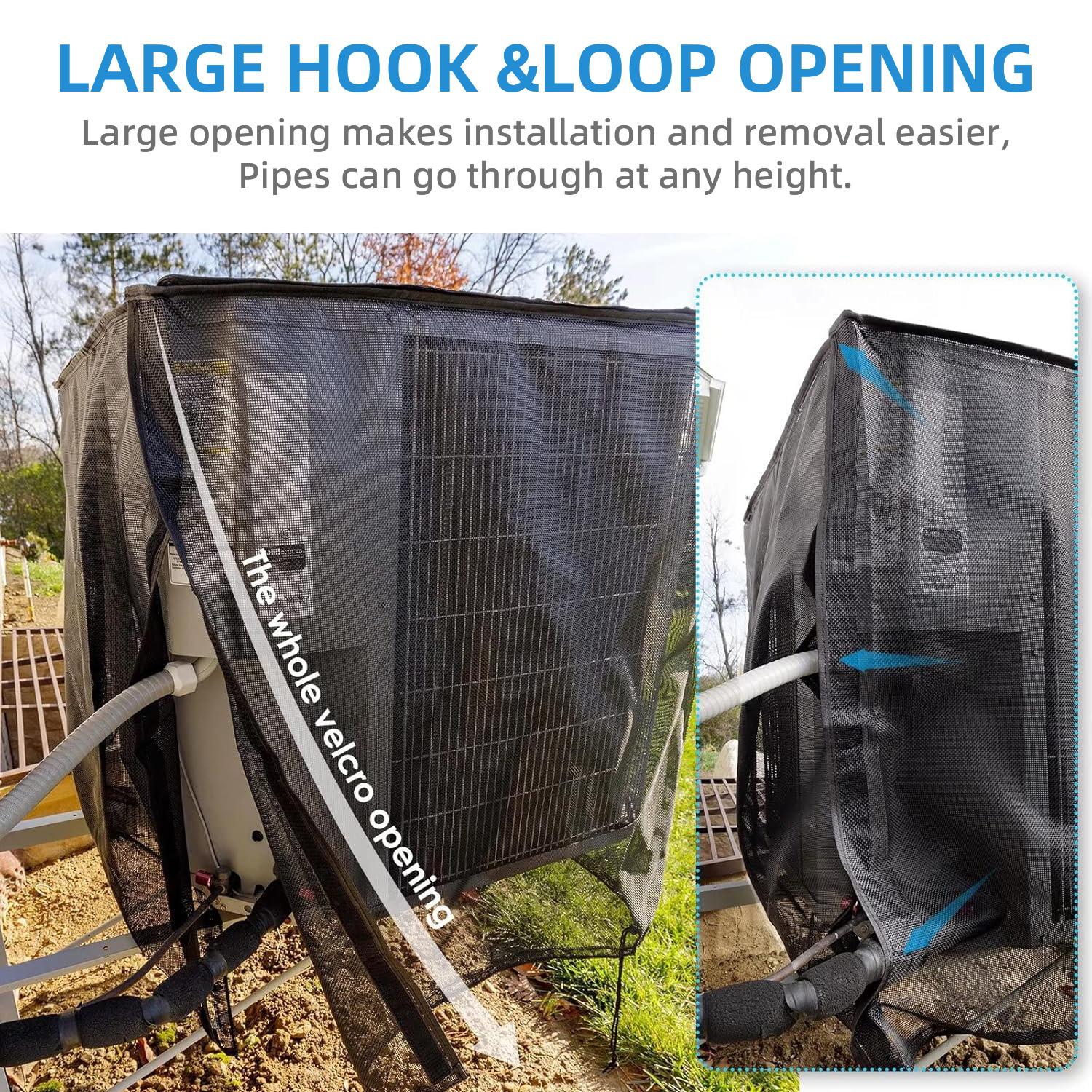 Air Conditioner Covers for Outside, Full Mesh With Detachable Waterproof Top, Breathable & All Seasons, Central AC Unit Protector Against Leaves, Weeds, Cottonwood and Debris(4 Sizes)