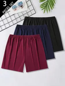 Men's Sleep Pants Set, Printed Pattern, Polyester Blend, Casual Fit, Suitable for Spring Summer Autumn Seasons, Pack of 3