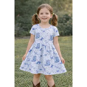 Blue floral boots
