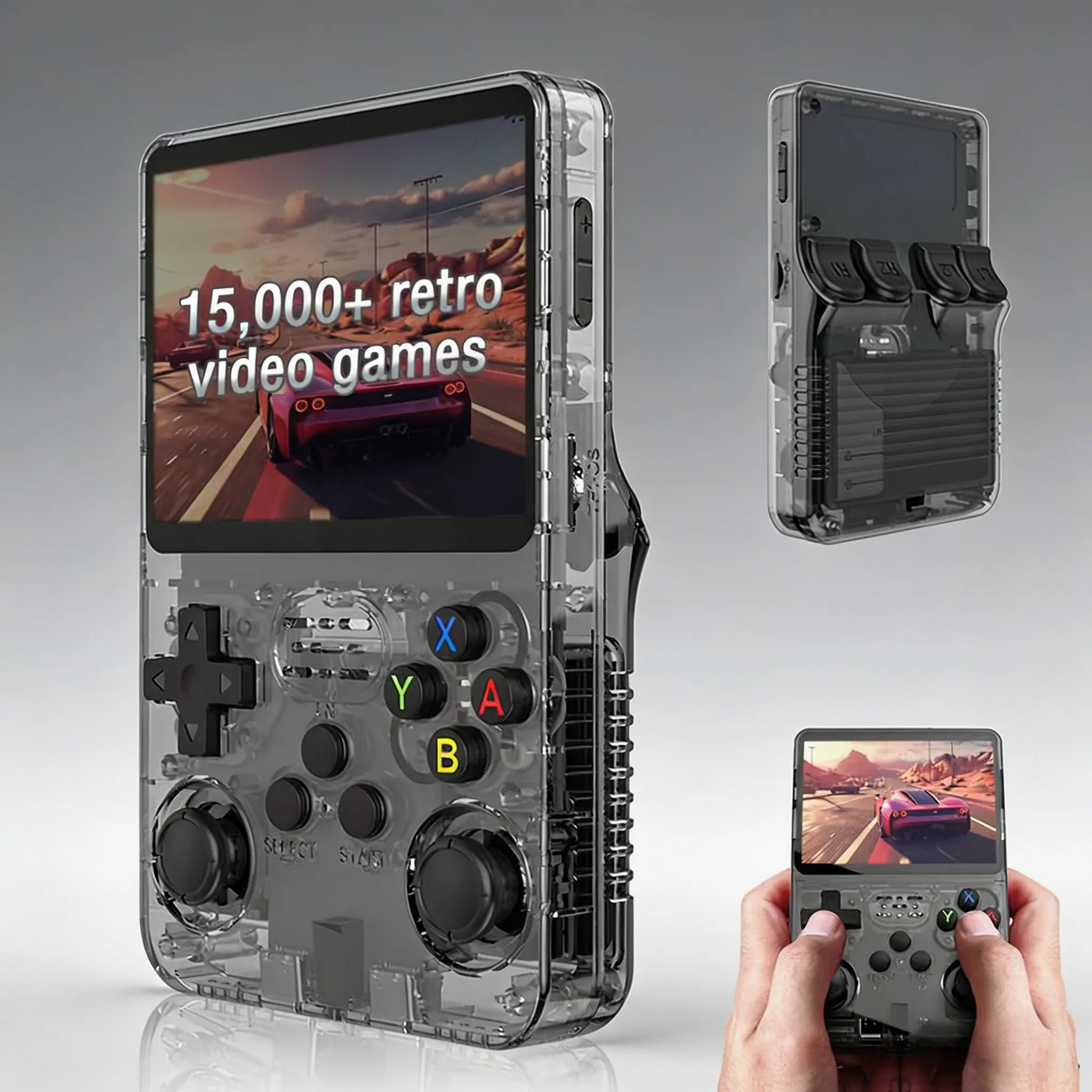 R36s Retro Video Handheld Game Console, Portable Mini Gaming Device, 128GB Memory, 3.5 Inch IPS Screen, 3500mah Battery, 21000+ Games