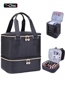 Nail Polish Storage Box Holds 30 Bottles (15ML), Includes Nail Lamp, Dual-Layer Manicure Organizer, Makeup Organizer, Designed for Nail Technicians