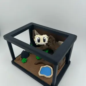 Gecko & Bearded Dragon Figurine Tank Set - Articulated Reptile Duo with Habitat Display Desk Decor Featuring a Blue Pond and Greenery