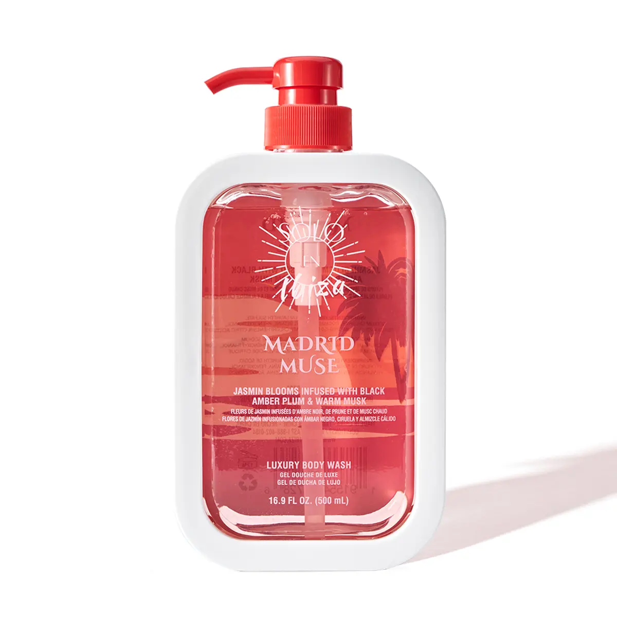 SOLO EN IBIZA Madrid Muse Hydrating Body Wash - Full Size 16.9 fl oz (500ml) Body Care Cleanser, Vanilla Scents Plant-Based Aluminum-Free, Plum Orchid Jasmine Musk, Smelling Good Biodegradable Moisturizing Shower Gel for Adults