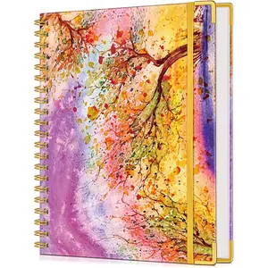Lined Spiral Notebook Journal for Women, 150 Pages Cute Notebooks 5.75” x 8.38”, A5 Hardcover Spiral Journals with 100 GSM Thick Paper, College Ruled Notebook for Writing Work School, Autumn Tree