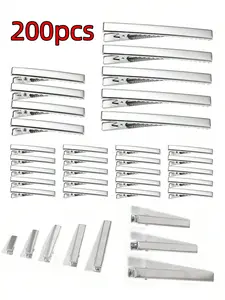 200pcs Duckbill Hair Clips 3-5.5cm Metal Single Prong, Flat Top Toothed Curling Hair Clips, DIY Hair Accessories for Women
