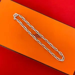 Pre-owned HERMÈS Sterling Silver 925 (Ag925) Small Leather Goods Chaîne d'Ancre PM Silver925 Necklace