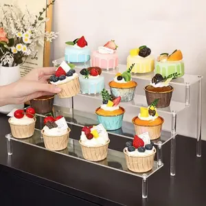 Acrylic Transparent Staircase Display Stand, Cupcake Holder, Perfume Storage Rack, Desktop Shelf, Party Dessert Stand, Dessert Display Stands