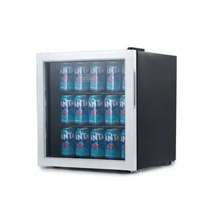 BLACK+DECKER 1.7 Cu. Ft. Beverage Cooler, Beverage Fridge with Double Pane Glass Door, Drink Fridge with 63-Can Capacity for Home Bar, Home Office and More, BDB16HS