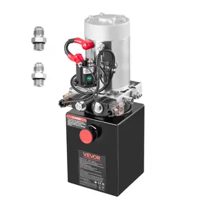 VEVOR 4 Quart Hydraulic Power Unit, Summervibes, Double Acting Dump Trailer Pump, 3200 PSI Max Relief Pressure & 0.91 GPM Flow Rate, DC 12V Hydraulic Pump with Metal Reservoir for Dump Trailer Car Lifting, Black