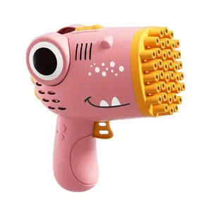 40-Hole Bubble Machine, Handheld Dinosaur Bubble Gun, Automatic Outdoor Wedding Party Gift, Includes 60ML Bubble Solution, Aaa Batteries Required