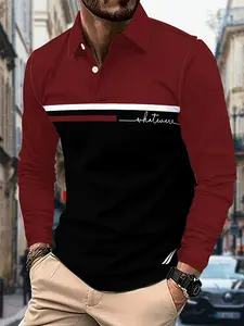 Men's Long Sleeve Shirt Contrast Color Block Theme 3D Digital Printing Daily Stripe Pattern Suitable All Adult Men and Teen Boys, PLUS SIZE