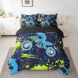Feelyou 7-Piece Dirt Bike Bedding Set - Boys' Bed-in-a-Bag with Extreme Sports Racing Motocross Rider Design, Comforter, Breathable Sheets, Pillowcases